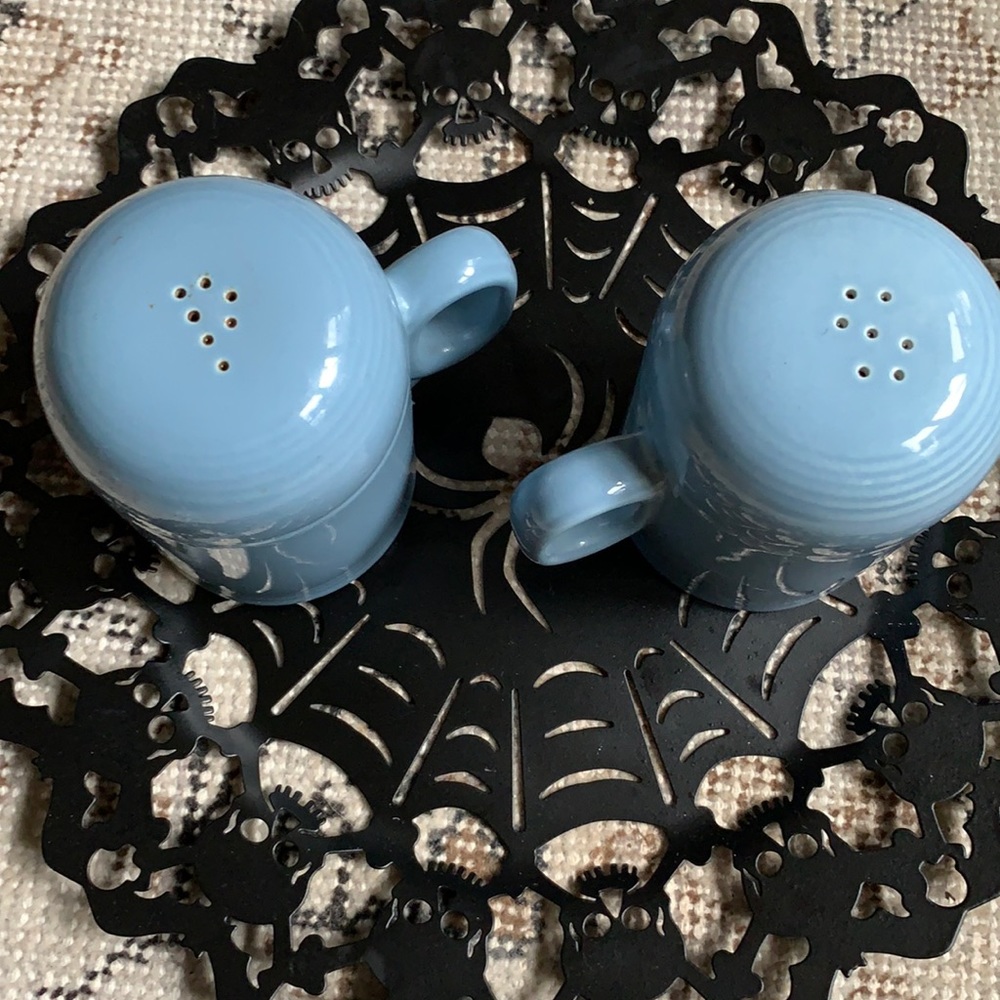 Homer Laughlin Fiesta Big blue/ periwinkle salt and pepper dispensers